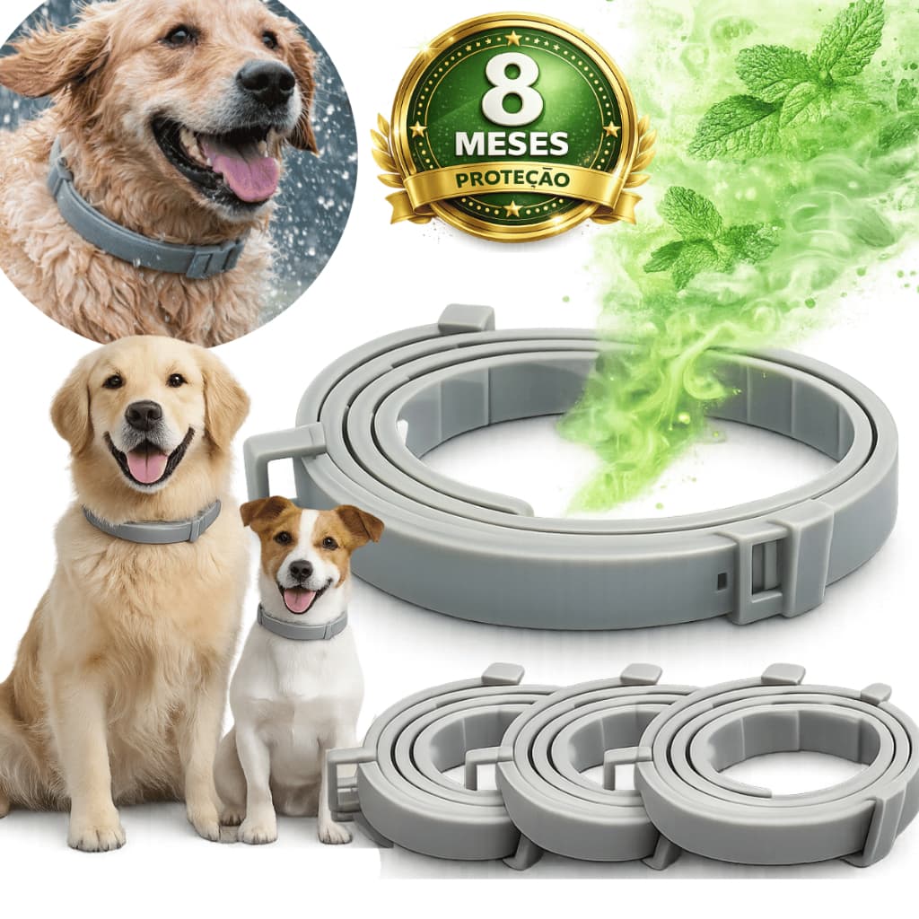 Coleira Para Prevenção De Pulgas E Carrapatos-Ajustável À Prova D'água Cães Gatos