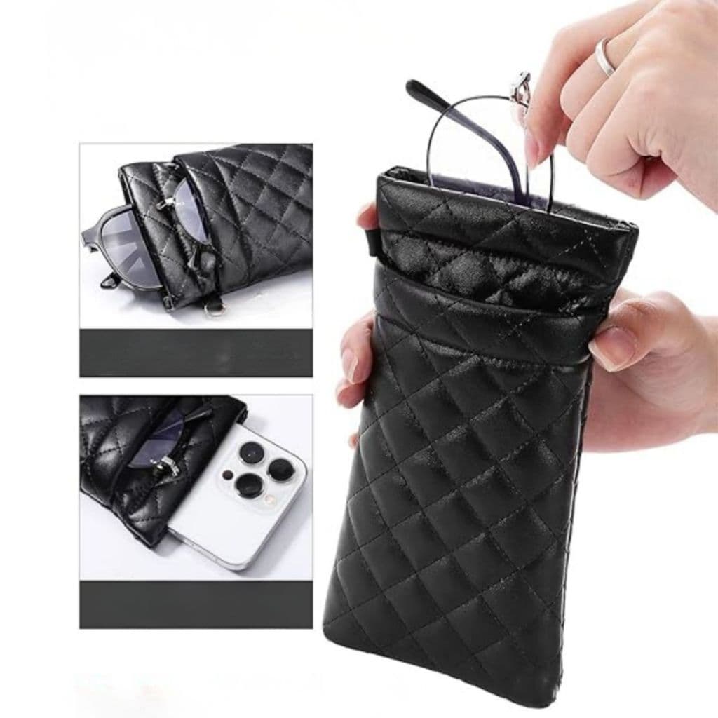 Porta Oculos Celular Estojo Capa Case Em Couro Forrada Luxo