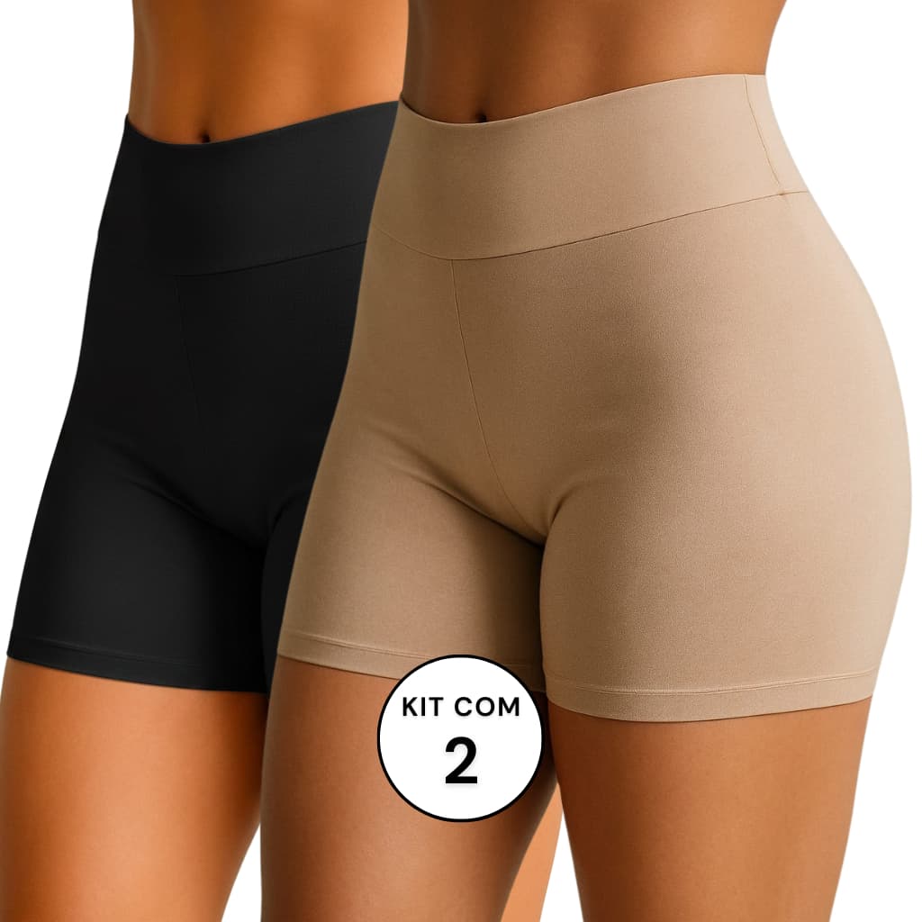 KIT c/ 2 Short Anagua Cintura Alta Segunda Pele Conforto Modelador Feminino Lingerie