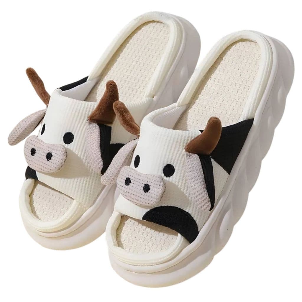 Pantufa Feminina Vaquinha Pelúcia Quentinha Antiderrapante Chinelo de Inverno Macio Silencioso