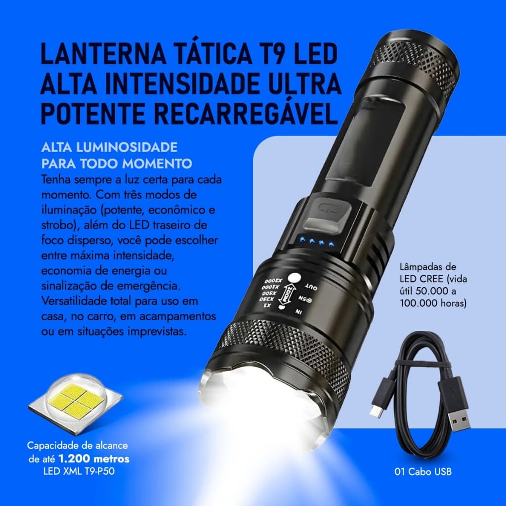 Lanterna Tática Led Tocha Mais Forte Do Mundo