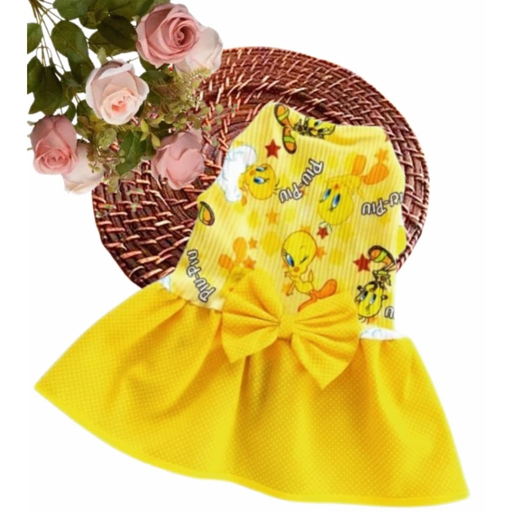 2026 Primavera/Verão Novo Vestido Pet Para Cachorros de Pequeno porte Roupa para Cães em Malha Confortavel Personagens