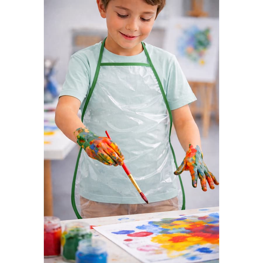 Avental Infantil Plástico PVC, Transparente, Resistente Ajustável Unissex Artes, Culinária, Pintura
