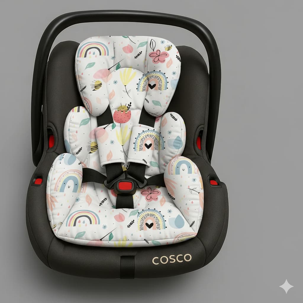 COLCHONETE PARA BEBE CONFORTO + PROTETOR DE CINTO DUPLA FACE MODELO UNIVERSAL