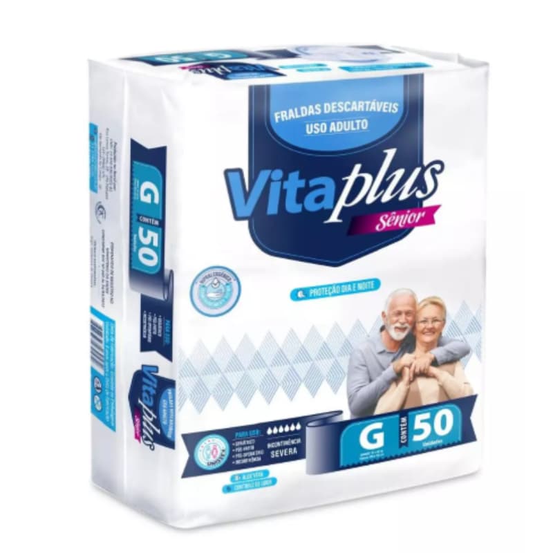 Fraldas Descartáveis Geriátrica Pacotão Vita PLUS HIPER G 50 Unidades