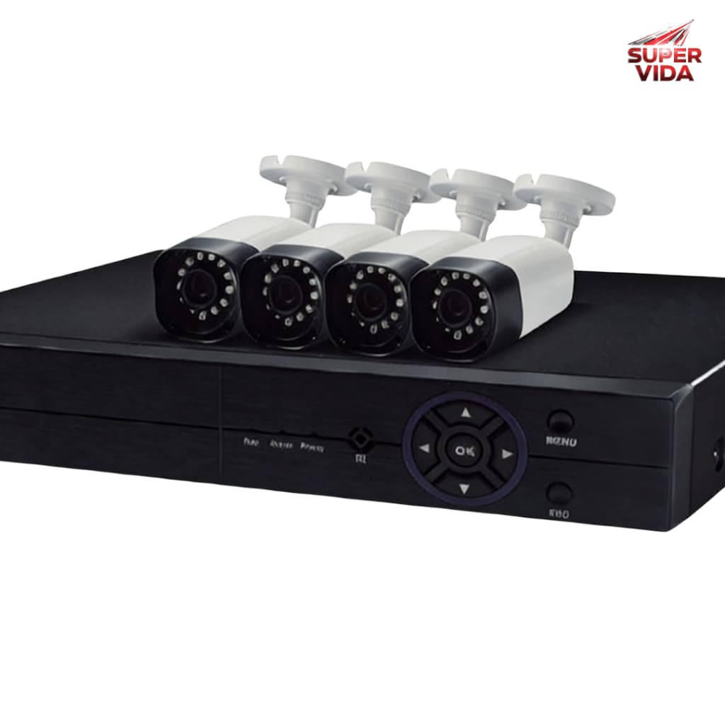 Kit DVR de Segurança com 4 Câmeras e Cabos | 4CH | Resolução 720P HD