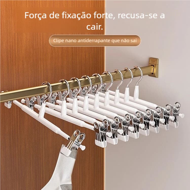 10-30pcs Cabide Metal Cromado com Clip Durável, Ideal para Calças, Vestidos, Saias e Bermudas