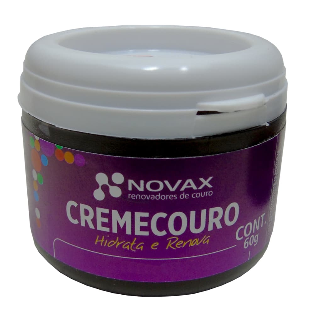 Creme Couro Novax 60g - Creme Renovador Para Artigos Em Couro Liso Calçados Bolsas Sofás