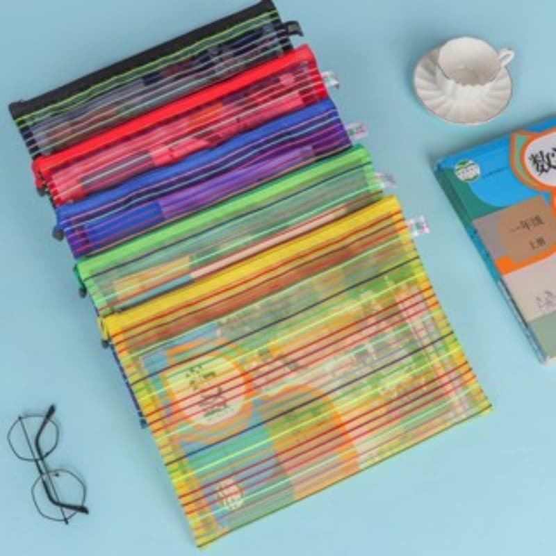 15 Peças Estojo Multiuso Bolsinha Nylon Colorido Necessaire 12x23cm Promoção