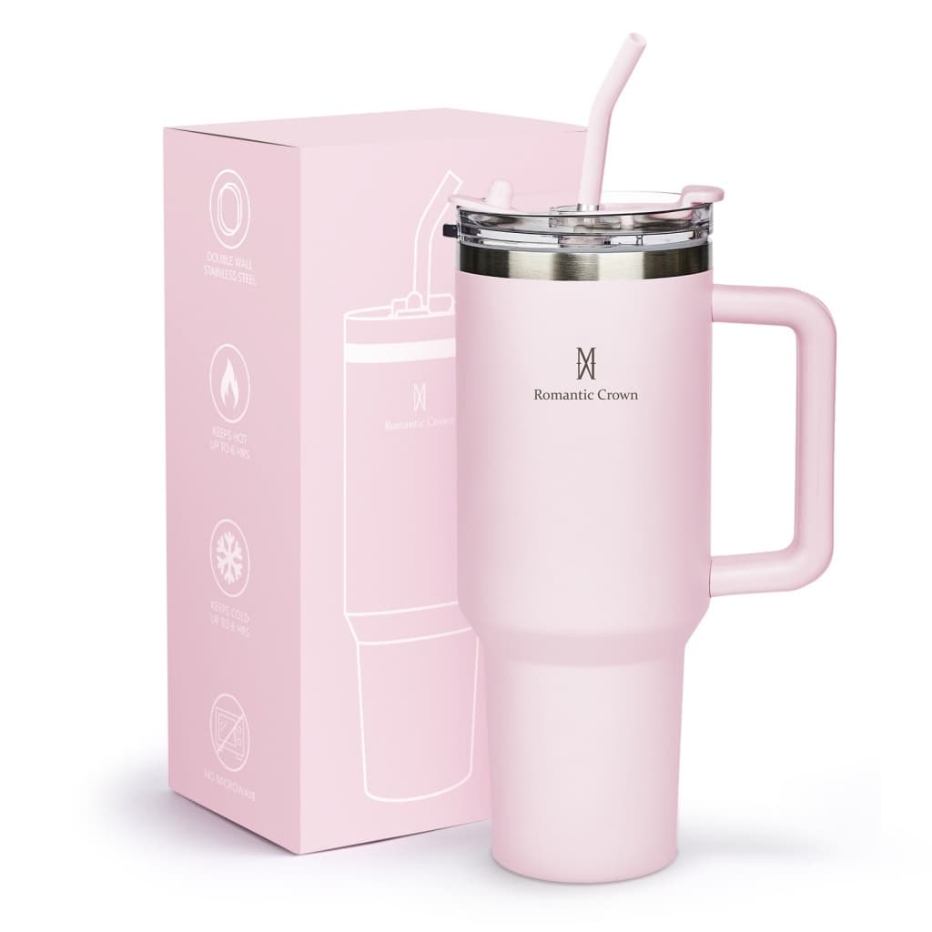 ROMANTIC CROWN Copo Termico de Aço Inoxidável com Tampa de Vedação e Tubo de Aço Inoxidável 600ml/1200ml