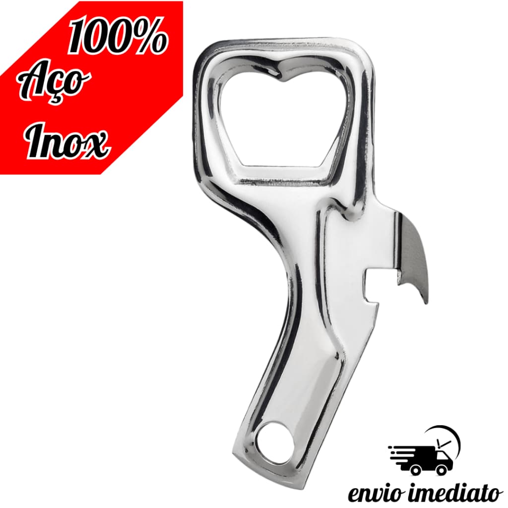Abridor de Lata e Garrafa em Aço Inox Premium 9cm Para Cozinha Latas Bebidas