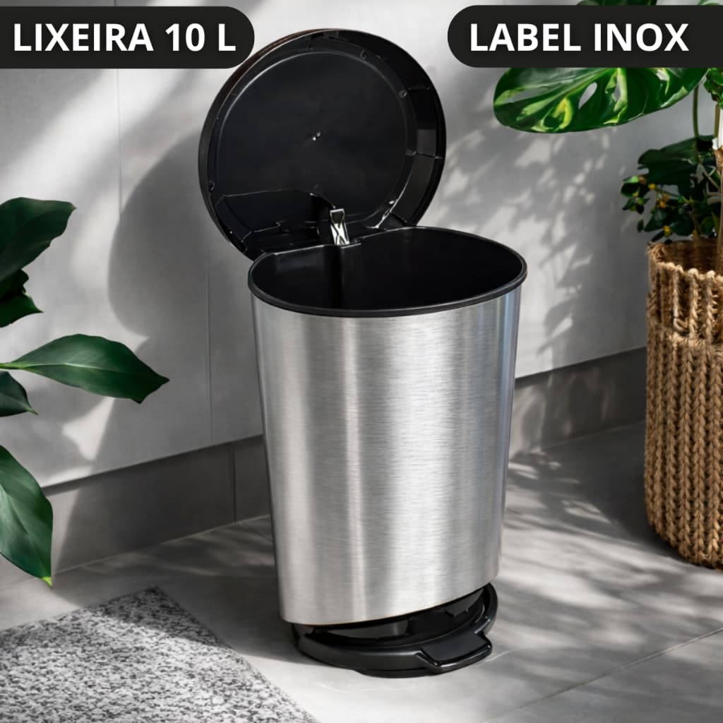 Lixeira Cesto de Lixo 10 Litros Automática Tampa Pedal Para Banheiro Cozinha Escritório Quarto
