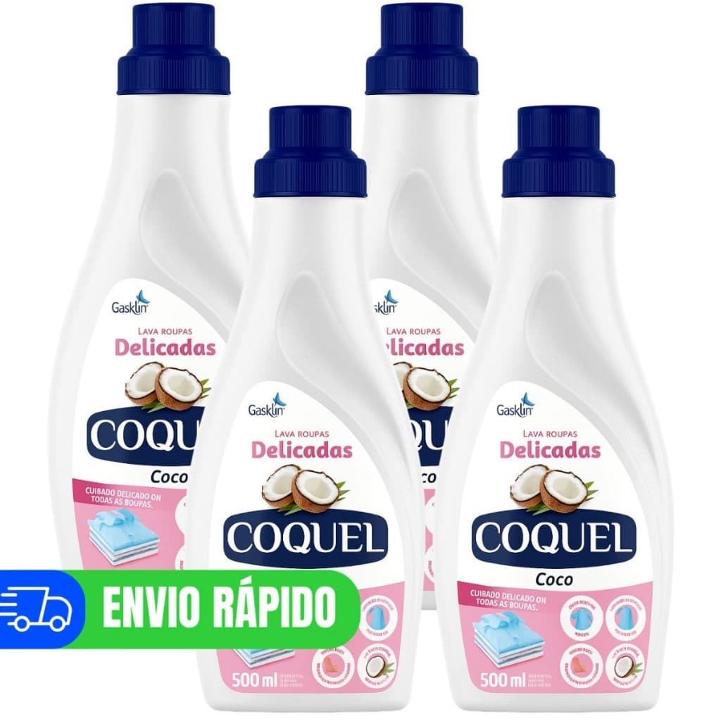 4 Lava Roupas Líquido Coquel Coco Roupas de Bebe 500ml