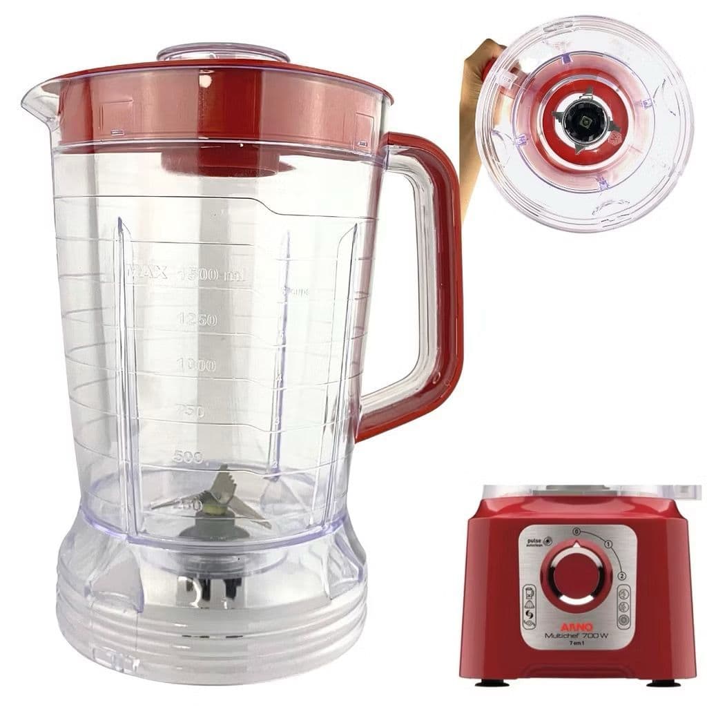 Copo de Liquidificador Compatível Arno Power Max 1000w Cristal Vermelho