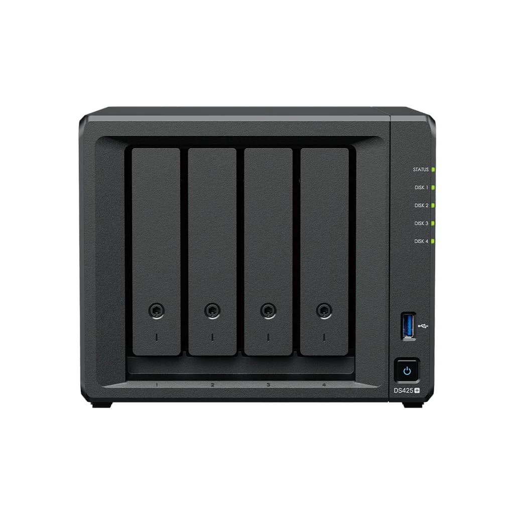 Servidor NAS Synology DS425+ - 4 Baias - Quad-Core 2.0 Ghz - 2GB RAM - 2x 2.5Gbe - 1x 1Gbe - Sem Discos
