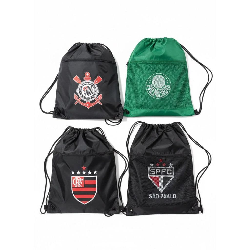 Mochila Saco de Academia Corinthians - Nylon Resistente, Fecho com Cordão, Bolso Frontal com Zíper