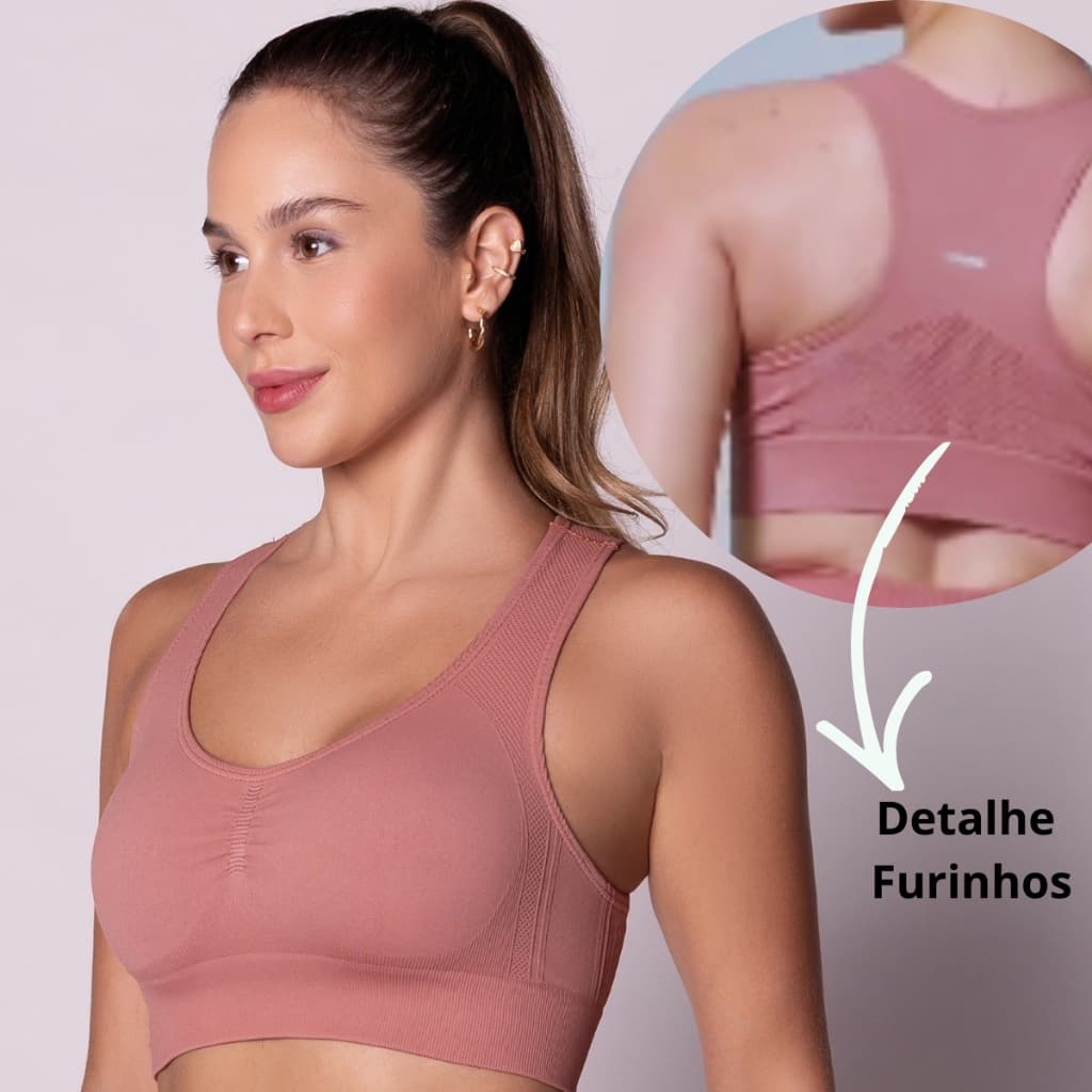 Top Selene Nadador Sem Costura Fitness Academia Treino