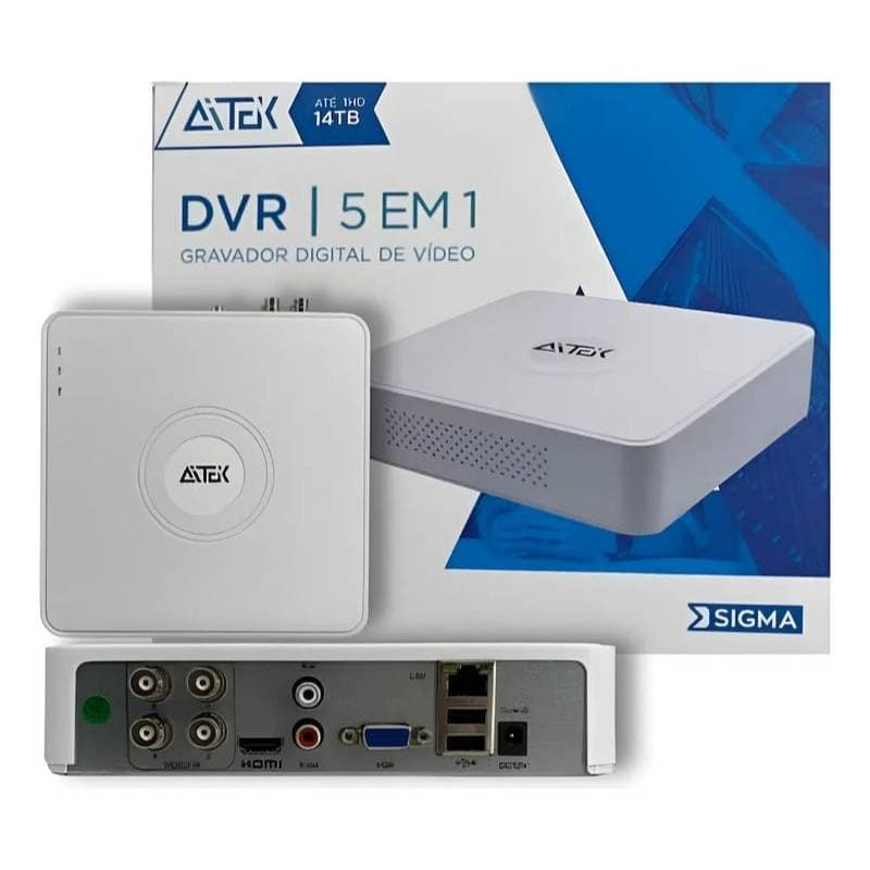 DVR 4 Canais 5 em 1 FULL HD 1080N H265+ APP XMEYE SIGMA-D004B AITEK
