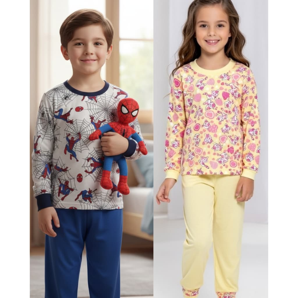 Pijamas infantil  crianças meia estação