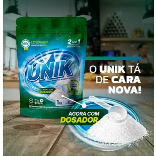 Detergente Pó Máquina de Lavar Louça 1 KG Unik Secante e Abrilhantador