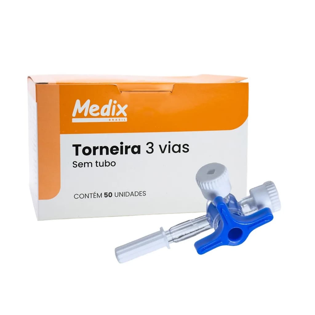 Torneira 3 Vias Luer Slip Caixa C/ 50 Unidades