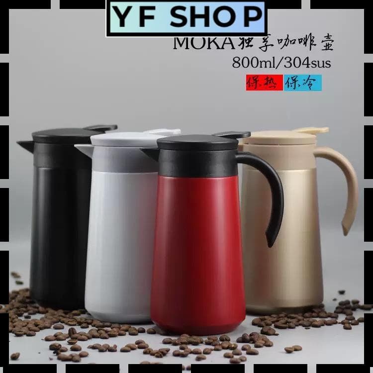 Garrafa Térmica de  Café Chá Resistente Hotel 800 ml inox 304 parede dupla tampa rosqueável com alavanca café leite cha