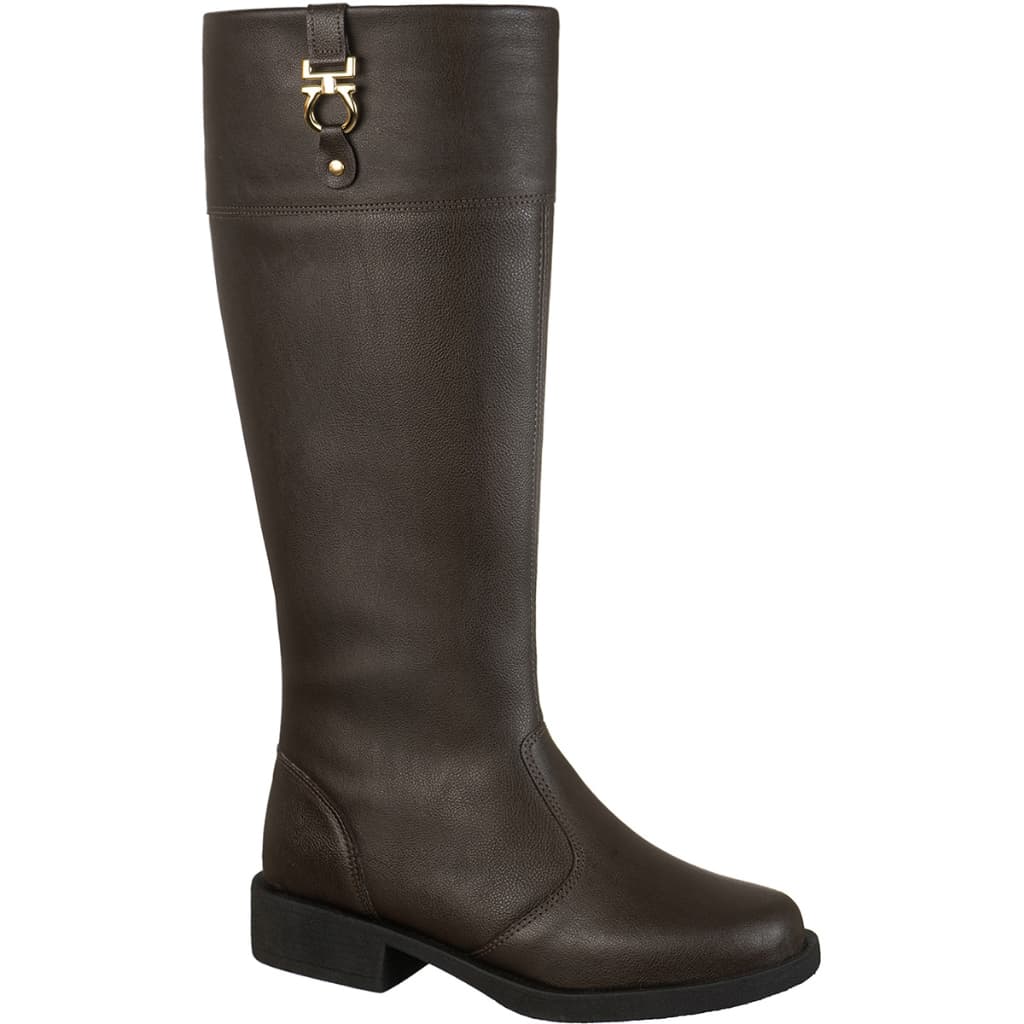 Bota Feminina Montaria Cano Longo Bico Arredondado Salto Grosso Baixo Detalhe Metal Montana GiGiL