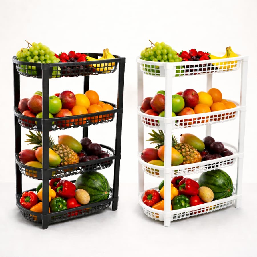 Fruteira de Chão Cesto 4 Andares Organizador Frutas Multiuso