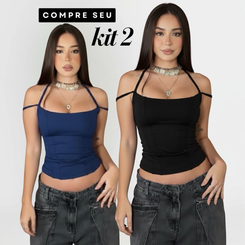 Kit 2 Peças.Corselet Suplex Toque de Poliamida • Alta Compressão • Versátil •Confortável e Modela o Corpo . Moda Gringa.