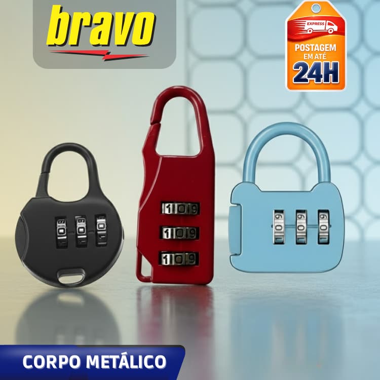 Cadeado Bravo com Combinação Numérica | Sem Chave, Alta Segurança | Armário, Viagem, Academia