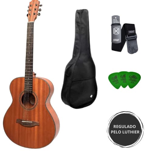 Violão Elétrico Benson+capa+correia e palheta REGULADO LUTHIERIA GFM100CE Mogno BENSON