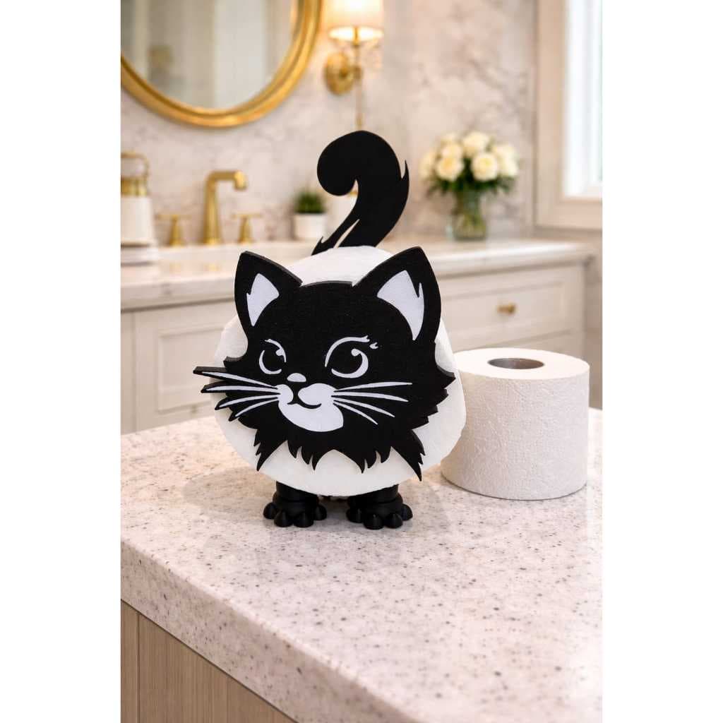 Suporte Porta Papel Higiênico Gatinho Preto Criativo Luxo - Decoração Banheiro Criativa