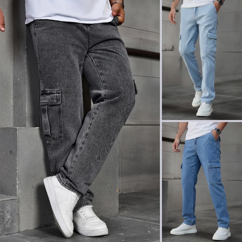 Calça Cargo Bolso Lateral Skatista Street Urbano Streetwear Boca Larga Estilo Rua