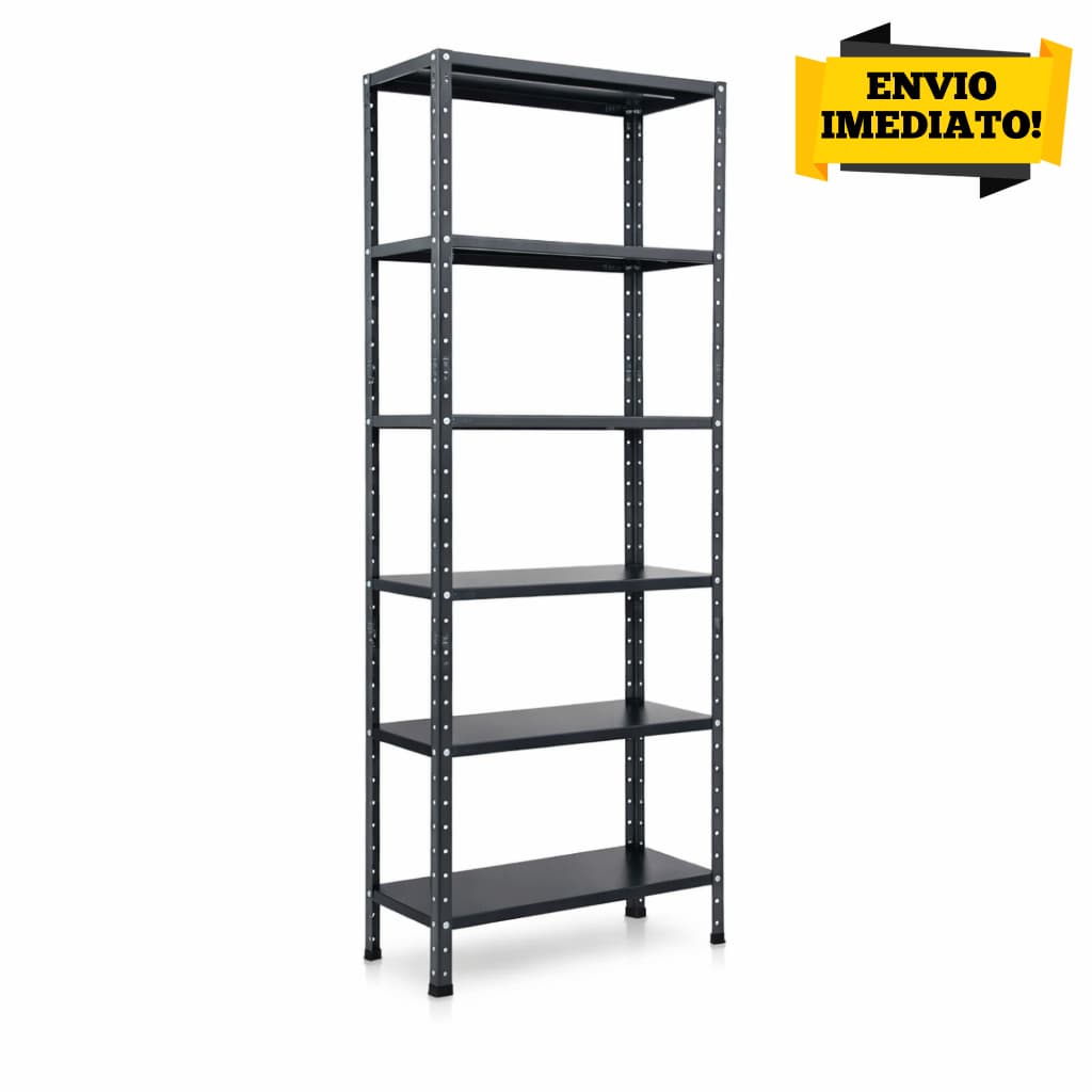 Estante Prateleira Industrial Armario em Aço Preto 6 Bandejas 198x70 Suporta até 120kg