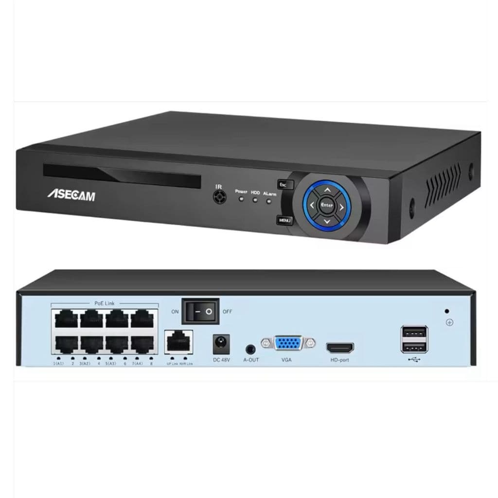 NVR Asecam 8 Canais 4K Ultra HD PoE com HD 2TB e IA Reconhecimento Facial