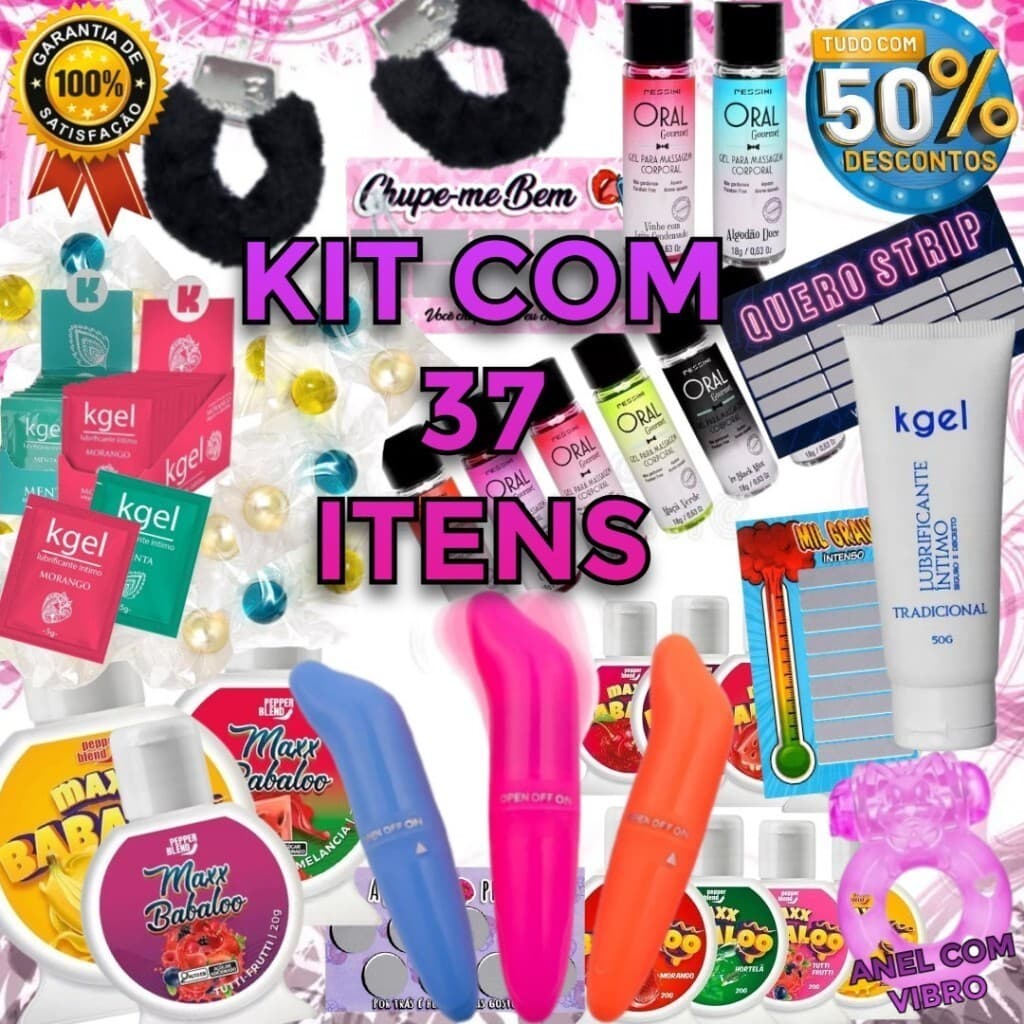 Kit Sex Shop Para Revenda 37 Itens Atacado Vibro Ponto G Algema Gel Lubrificante Bolinha Explosiva