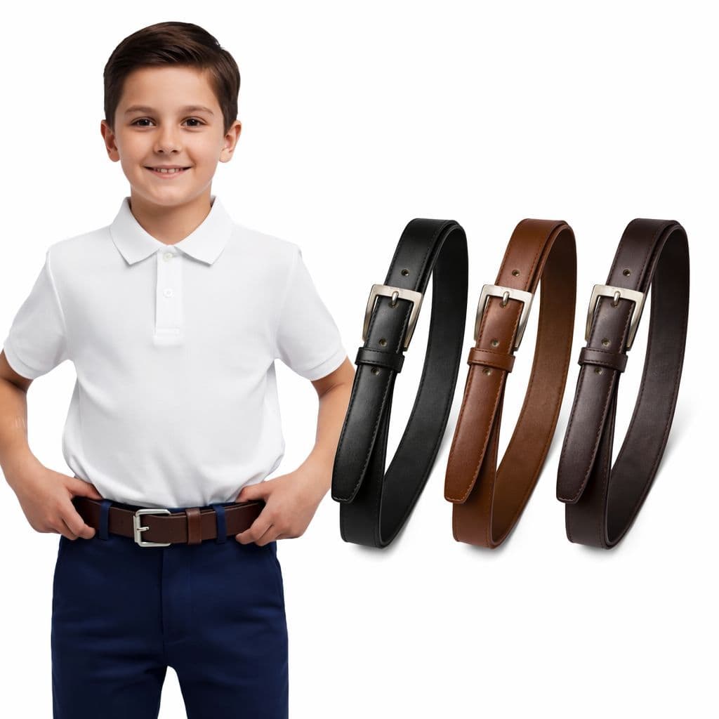 Cinto Social Infantil Masculino de Couro Sintético Cinto Para Crianças Com Regulagem 80cm/85cm