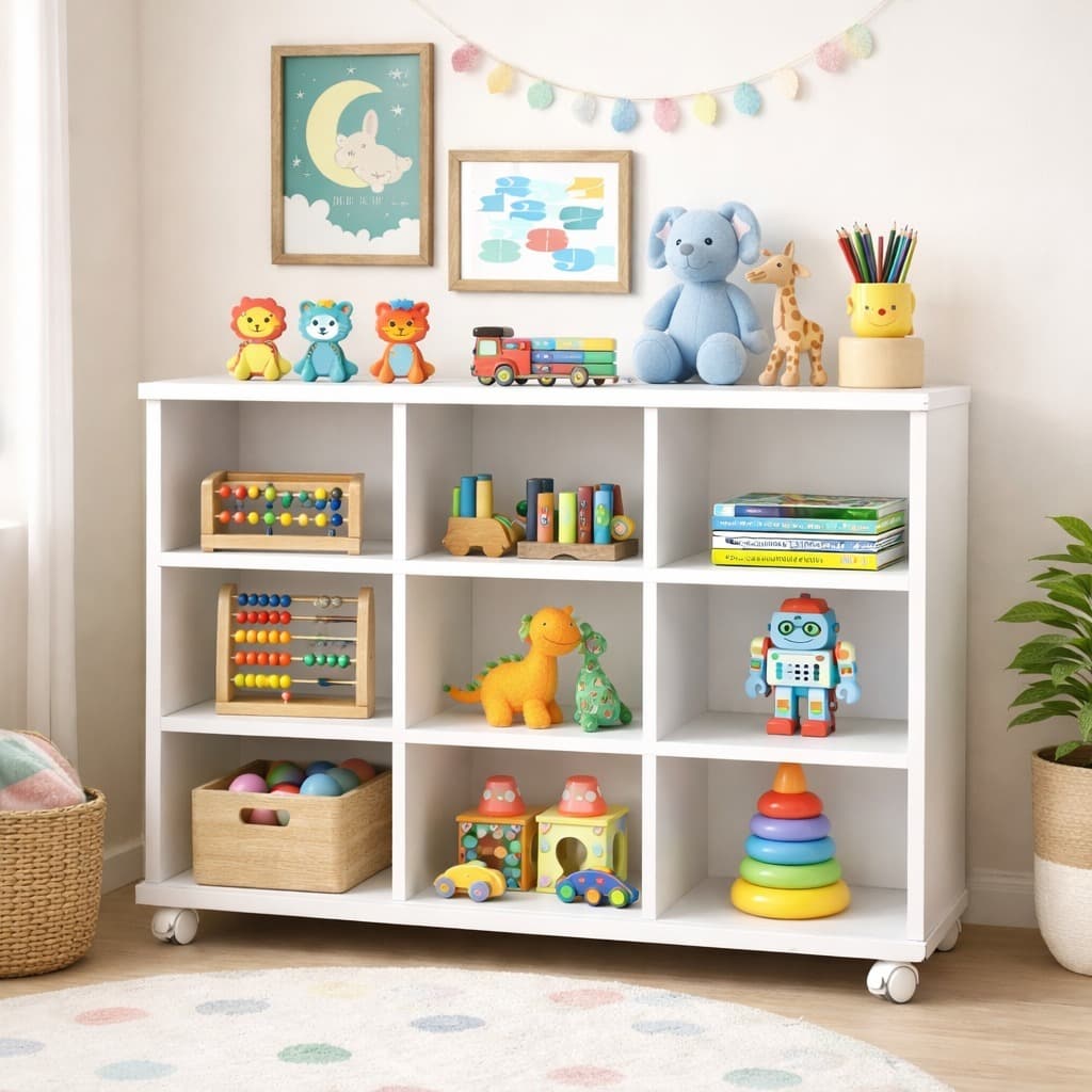 Nicho Organizador Estante Multiuso 9 Nichos Com Rodízios Para Sala, Quarto, Home Office e Brinquedos
