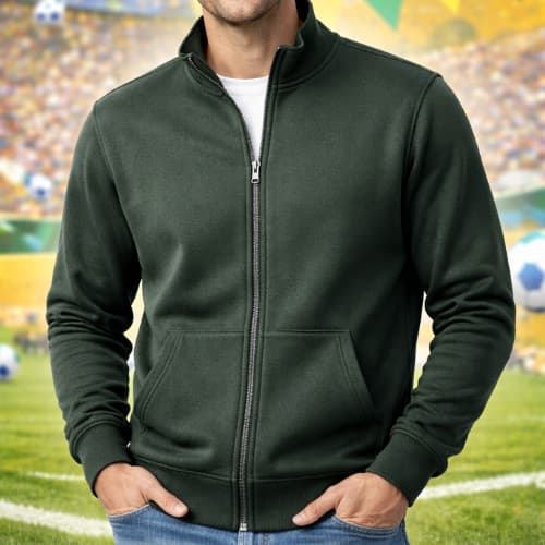 Moletom Jaqueta Masculino Verde Militar Ziper Frontal Bolso Casual Inverno Confortavel