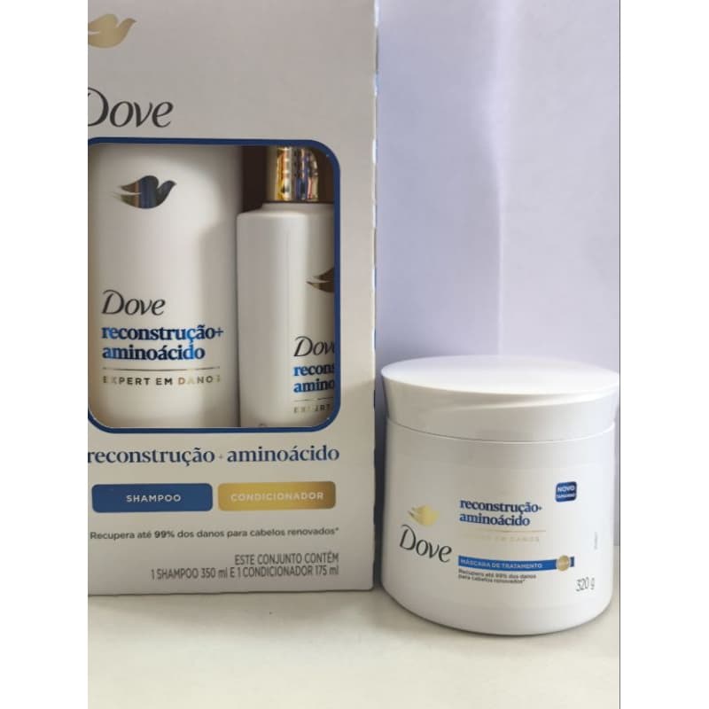 Kit Dove Reconstrução + Aminoácidos Shampoo 350ml + Condicionador 175ml + Máscara 320g