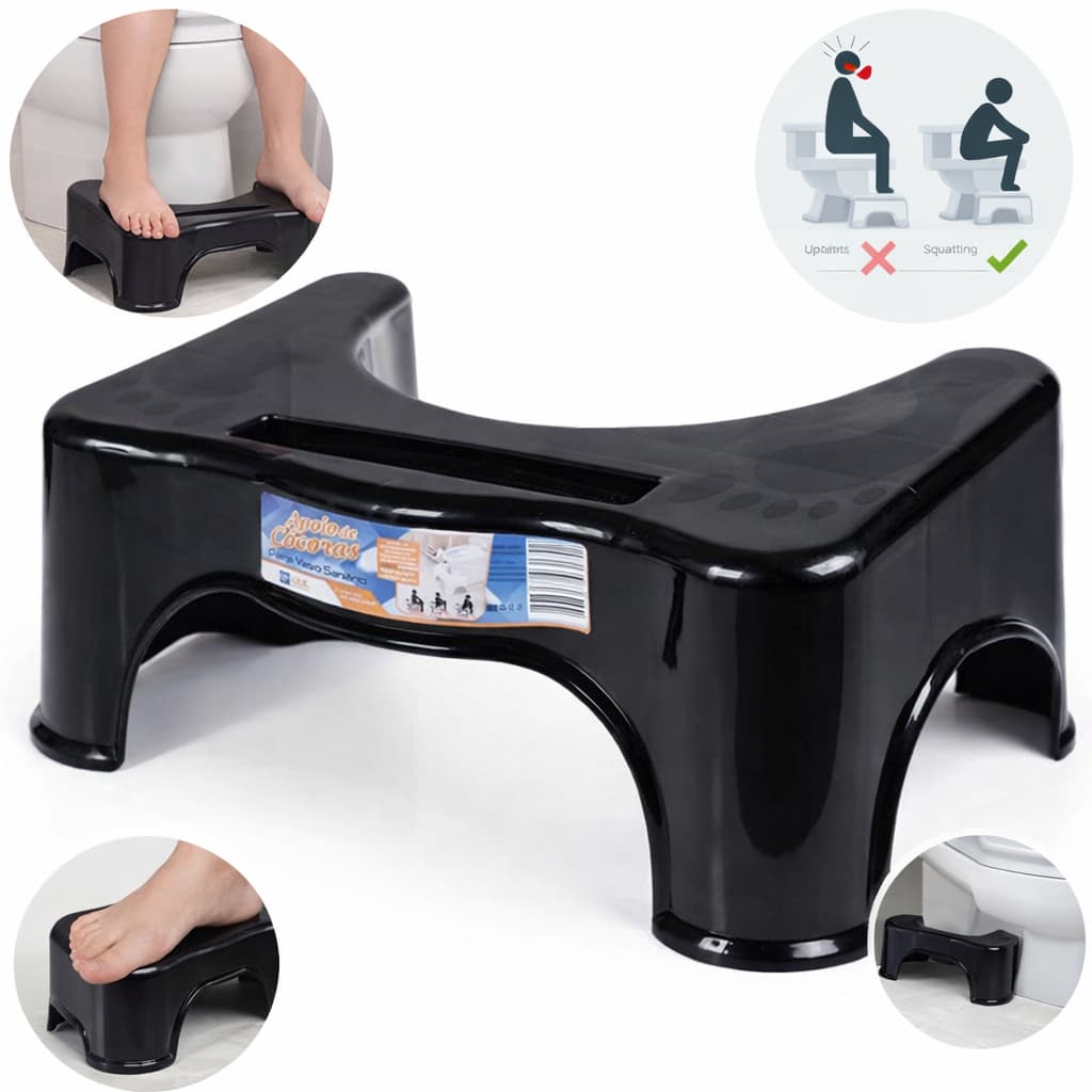 Banquinho Pés Suporte Celular Antiderrapante Cócoras Preto