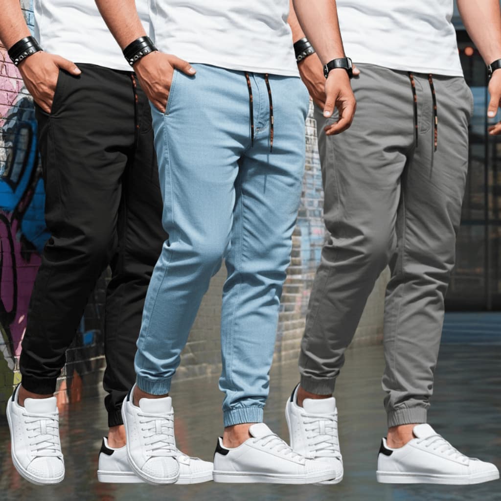 Kit 3 Calças Jogger Masculina Com Punho Premium Qualidade Moda Homem Estiloso