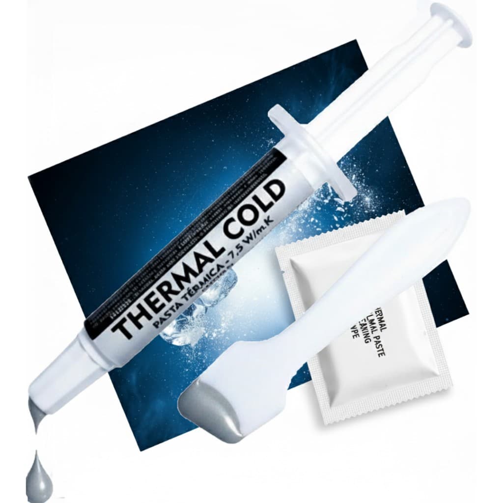 Pasta Térmica Thermal Cold MAIS+, 5g, 7.5w/mk, Espátula + Cleaner Cinza