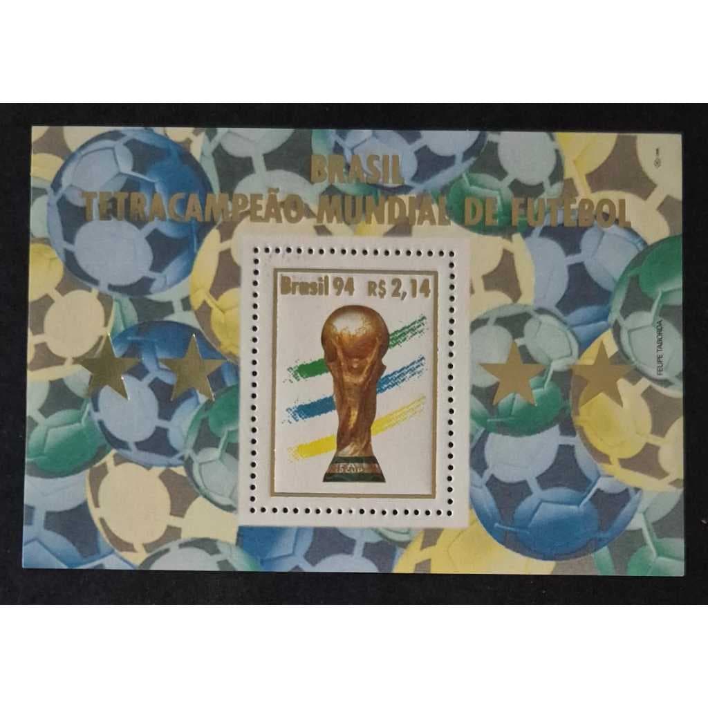 Bloco selo dos correios B-98 Brasil Tetracampeão Futebol 1994