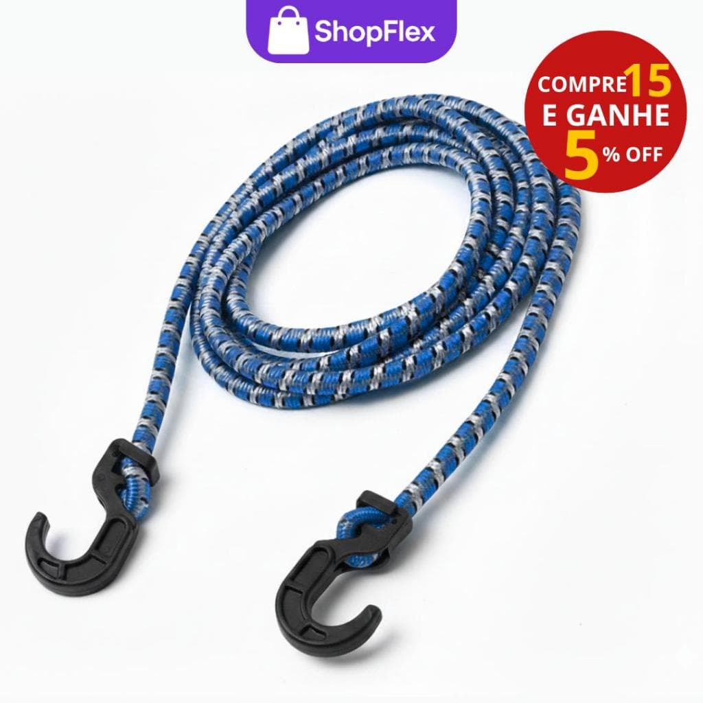 Estique Liga Elástico Ganchos de Plástico Bagageiro Moto Bike MultiUso (Unidade) 1,5mt  2,0mt  3,0mt