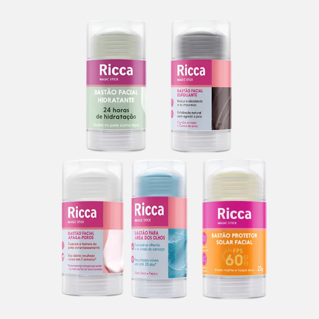 Kits e unitário Skin Care 5 Bastão Maquiagem Hidratante Area dos Olhos Apaga Poros Protetor Esfoliante Ricca