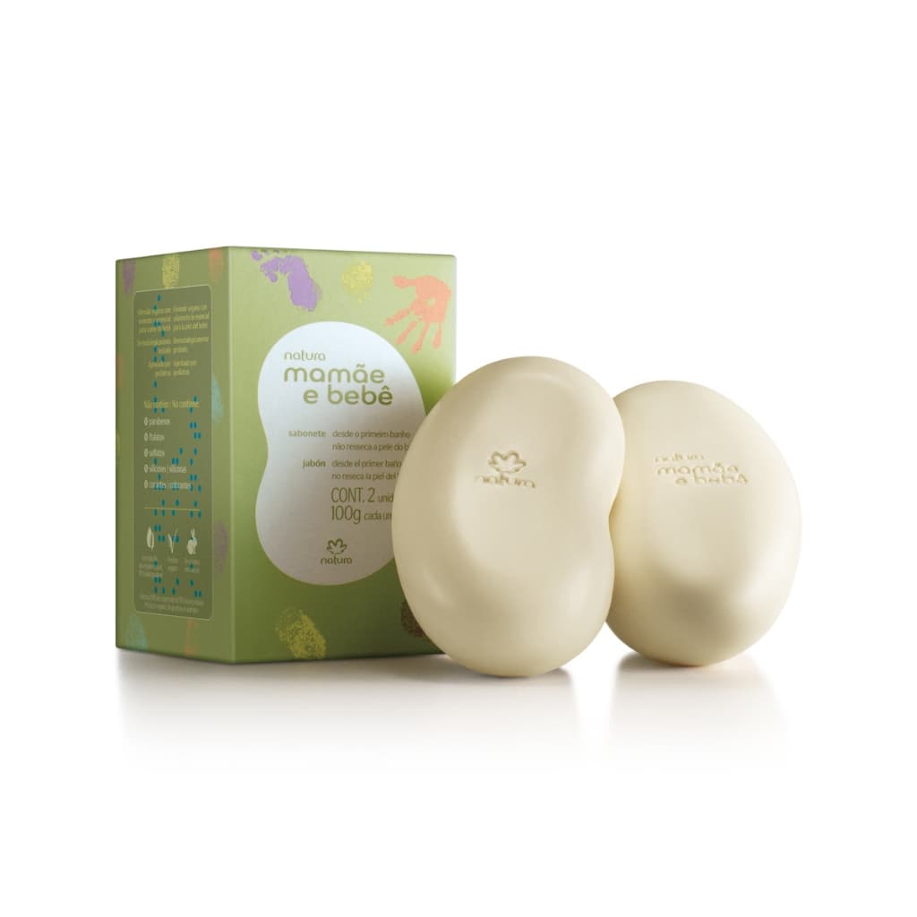 Sabonete em Barra Natura Mamãe e Bebê 2x100g - Limpeza Delicada, Vegano, 97% Naturais