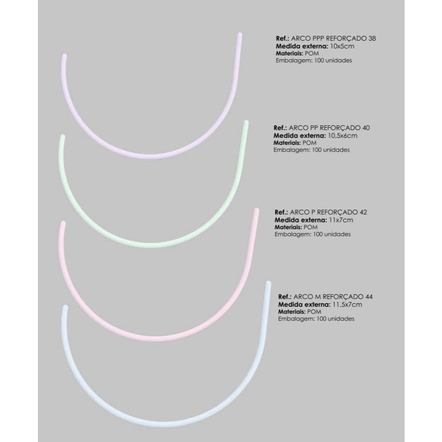 Kit 10 Par Pares de Aro Arco Plástico Confecçao Sutiã Reforçado Lingerie Biquíni  PP P M G GG GGG