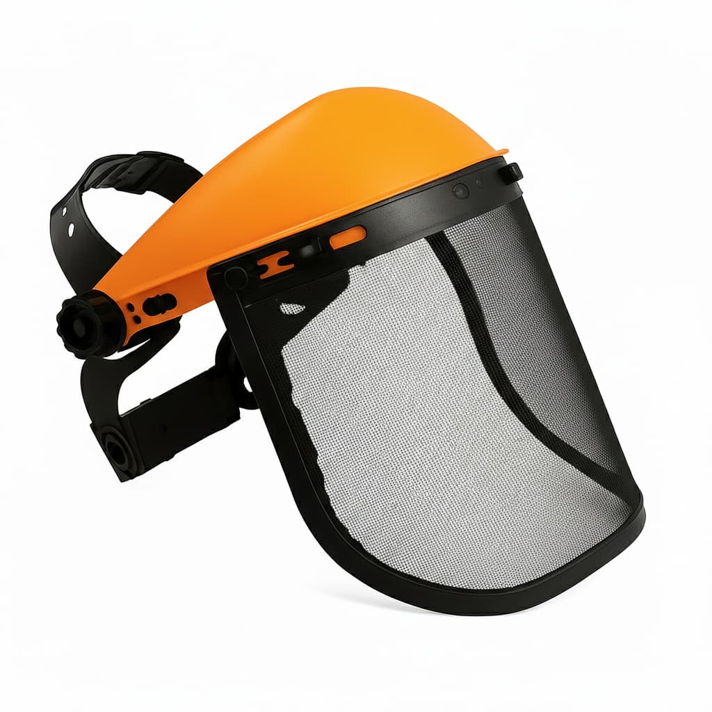EPI Viseira Protetor Facial Com Tela De Aço Para Operador De Roçadeira Ou Motosserra Laranja