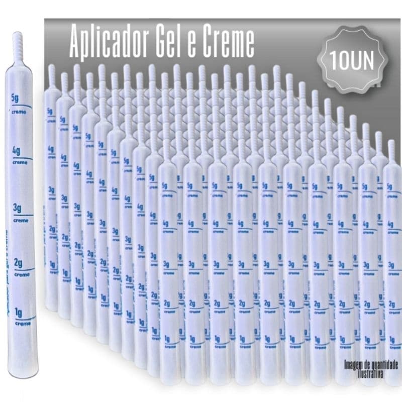 Aplicador Vaginal Para Creme Pomada Gel Descartável 5g Graduado M9 Ginecológico - 10 Unidades